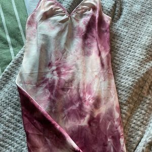 GUESS? Pink/magenta tie dye midi slip dress